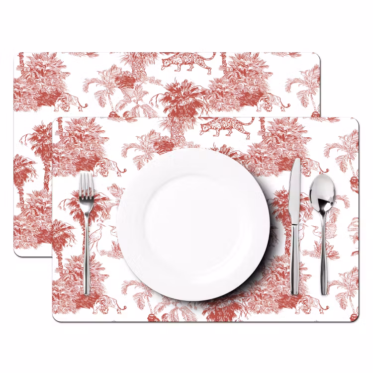 Placemat - 6 stuks - Jungle - Natuur - Rood — 2