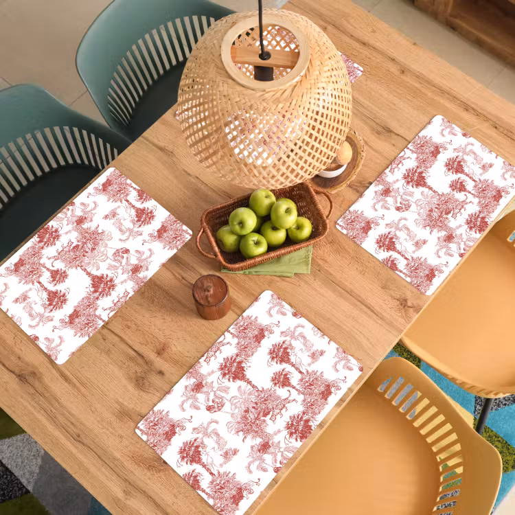 Placemat - 6 stuks - Jungle - Natuur - Rood — 6