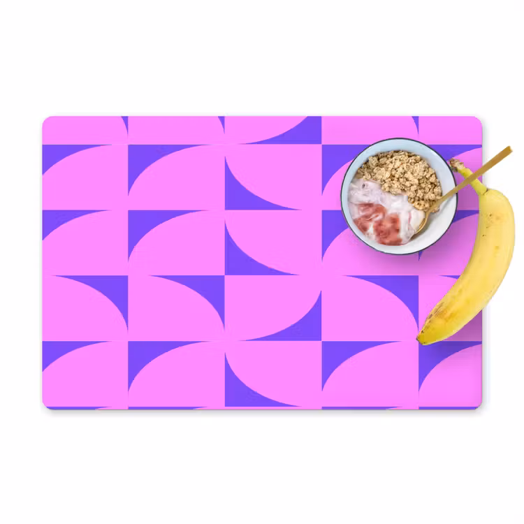 Placemat - 6 stuks - Kwadranten - Paars - Roze - Vierkanten — 1