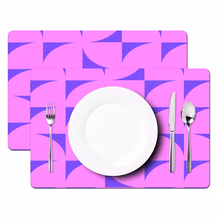 Placemat - 6 stuks - Kwadranten - Paars - Roze - Vierkanten — 2