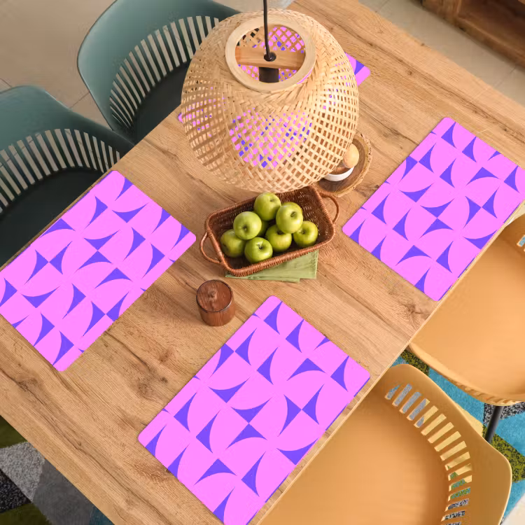 Placemat - 6 stuks - Kwadranten - Paars - Roze - Vierkanten — 6