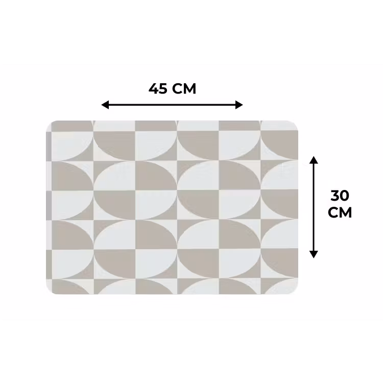 Placemat - 6 stuks - Lichtgrijs - Wit - Vierkant - Rond — 3