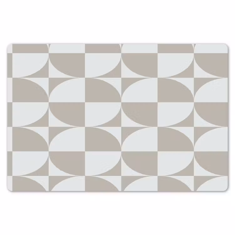 Placemat - 6 stuks - Lichtgrijs - Wit - Vierkant - Rond — 7