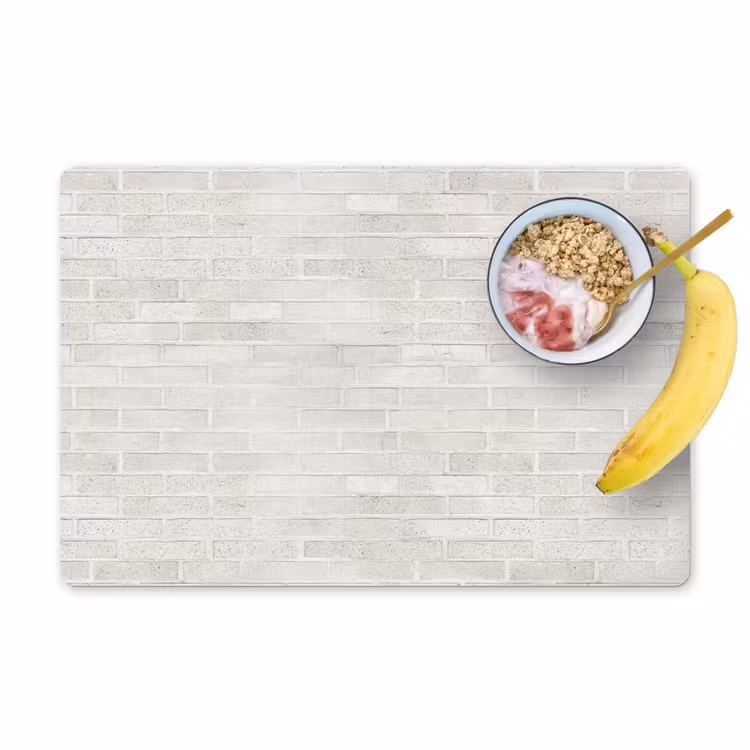 Placemat - 6 stuks - Muur - Wit - Bakstenen — 1
