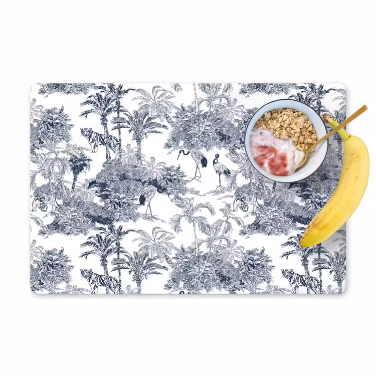 Placemat - 6 stuks - Palmbomen - Jungle - Abstract - Blauw — 1