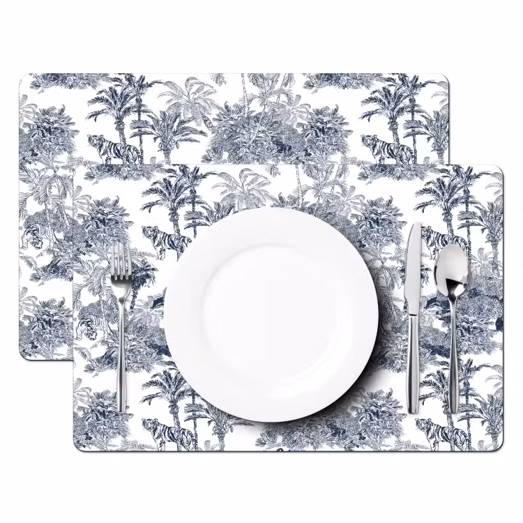 Placemat - 6 stuks - Palmbomen - Jungle - Abstract - Blauw — 2