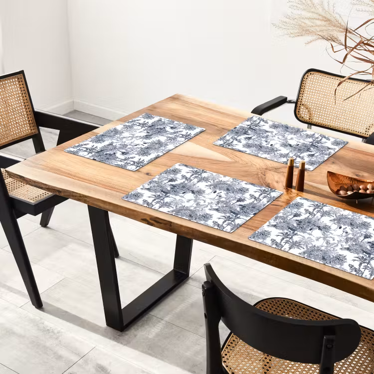 Placemat - 6 stuks - Palmbomen - Jungle - Abstract - Blauw — 5