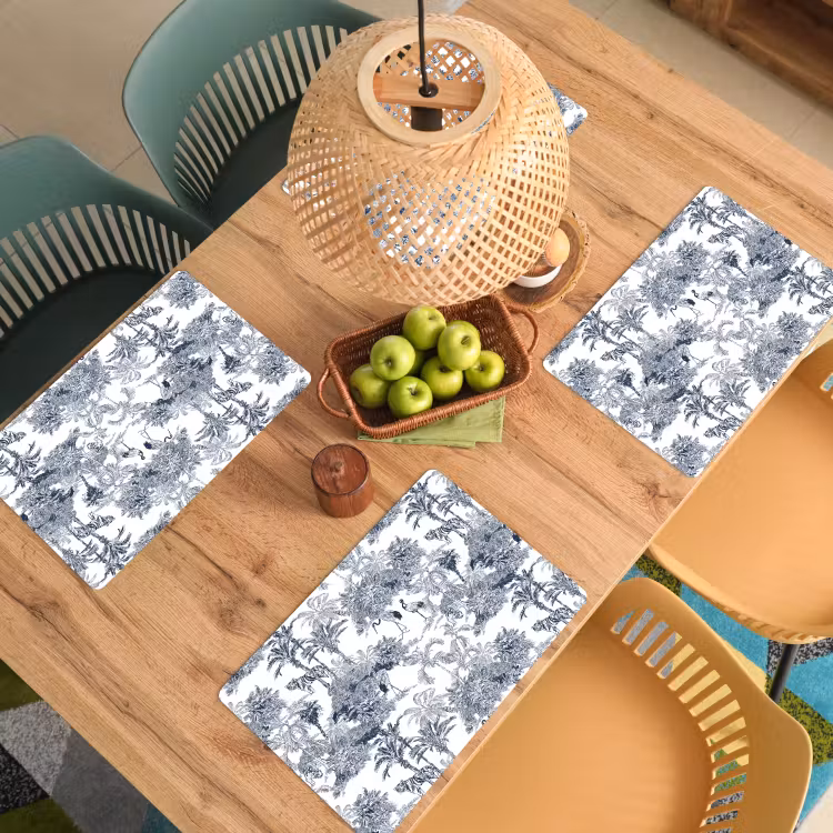 Placemat - 6 stuks - Palmbomen - Jungle - Abstract - Blauw — 6