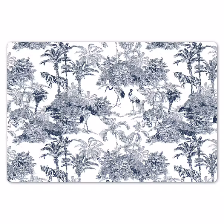 Placemat - 6 stuks - Palmbomen - Jungle - Abstract - Blauw — 7