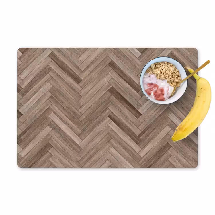 Placemat - 6 stuks - Patronen - Hout - Bruin — 1