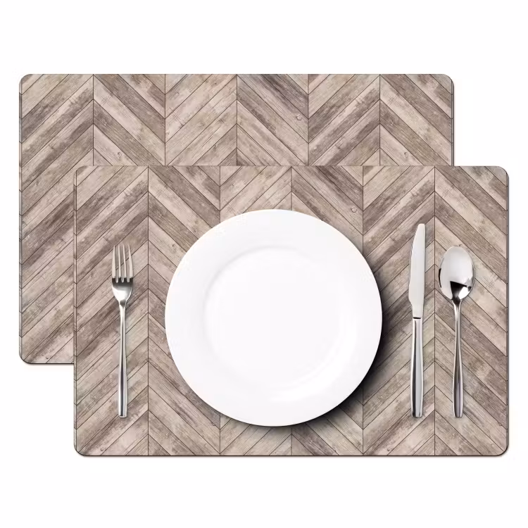 Placemat - 6 stuks - Plank - Patronen - Brocante — 2