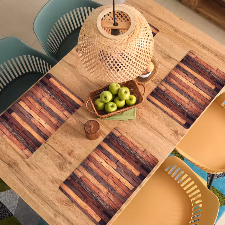 Placemat - 6 stuks - Plank - Vintage - Patroon — 6