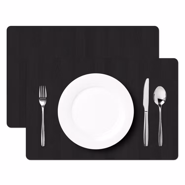 Placemat - 6 stuks - Plank - Zwart - Patronen — 2