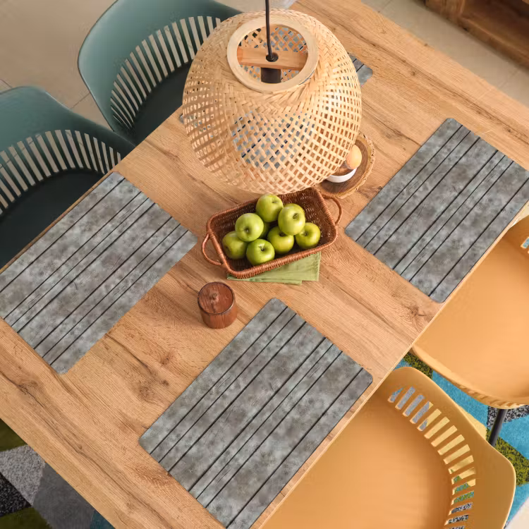 Placemat - 6 stuks - Retro - Plank - Patronen — 6