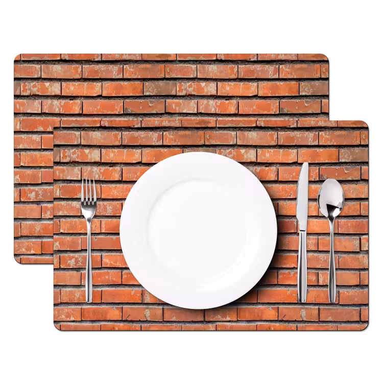 Placemat - 6 stuks - Rood - Bakstenen - Muur - Beschadiging — 2