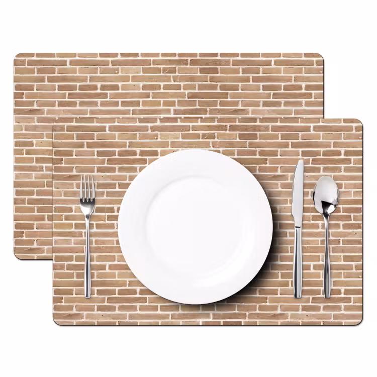Placemat - 6 stuks - Stenen - Bruin - Licht - Patroon — 2