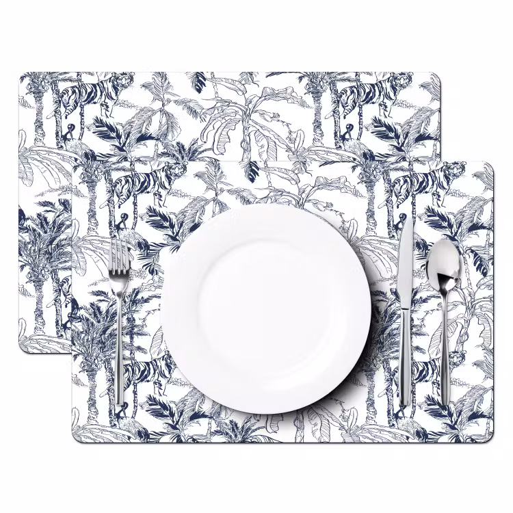 Placemat - 6 stuks - Tijger - Jungle - Blauw — 2
