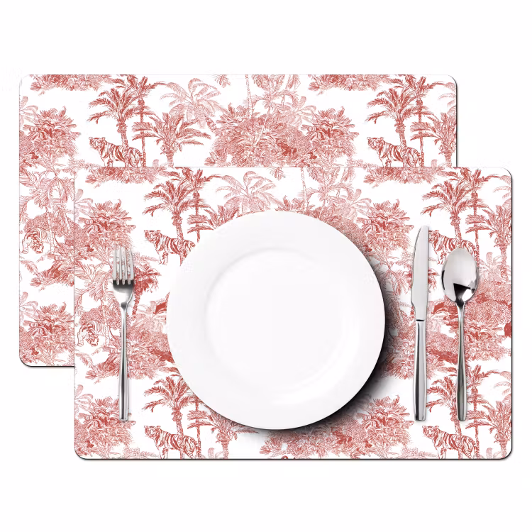 Placemat - 6 stuks - Tijger - Jungle - Natuur - Rood — 2