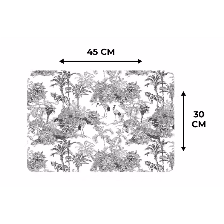 Placemat - 6 stuks - Tijger - Jungle - Patroon - Grijs — 3