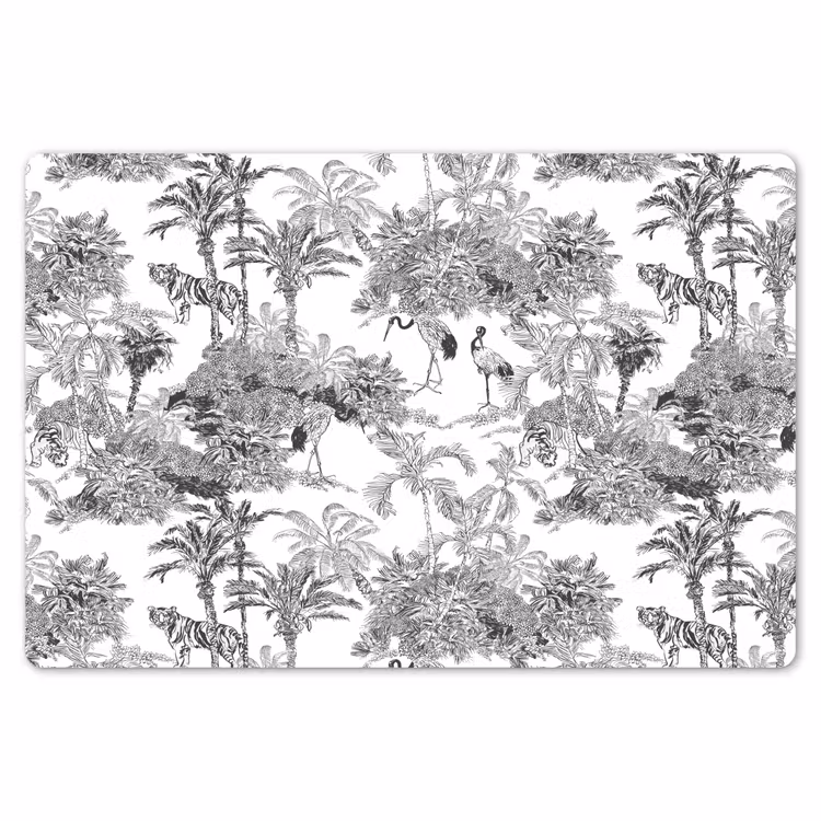 Placemat - 6 stuks - Tijger - Jungle - Patroon - Grijs — 7