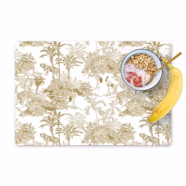 Placemat - 6 stuks - Tijger - Jungle - Vogel - Beige — 1
