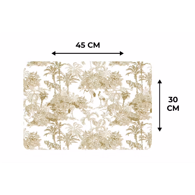 Placemat - 6 stuks - Tijger - Jungle - Vogel - Beige — 3