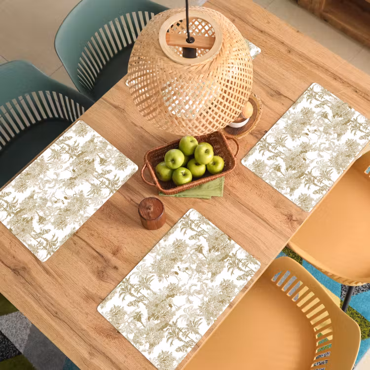 Placemat - 6 stuks - Tijger - Jungle - Vogel - Beige — 6