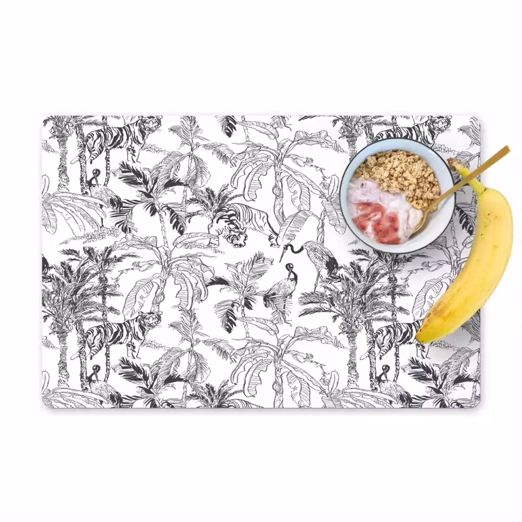 Placemat - 6 stuks - Tijger - Oerwoud - Grijs — 1