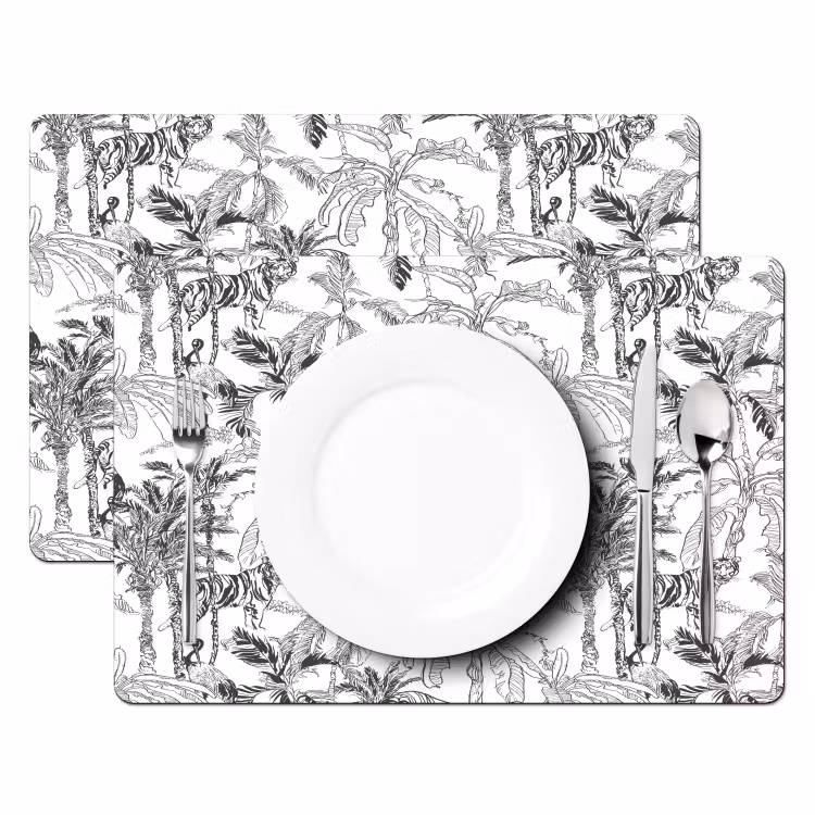 Placemat - 6 stuks - Tijger - Oerwoud - Grijs — 2