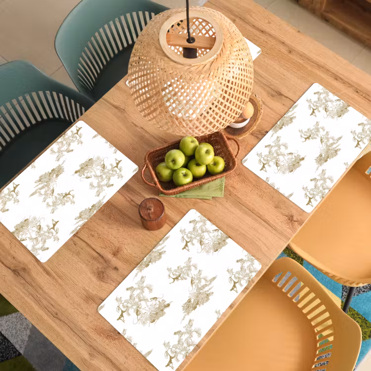 Placemat - 6 stuks - Wit - Apen - Beige — 6