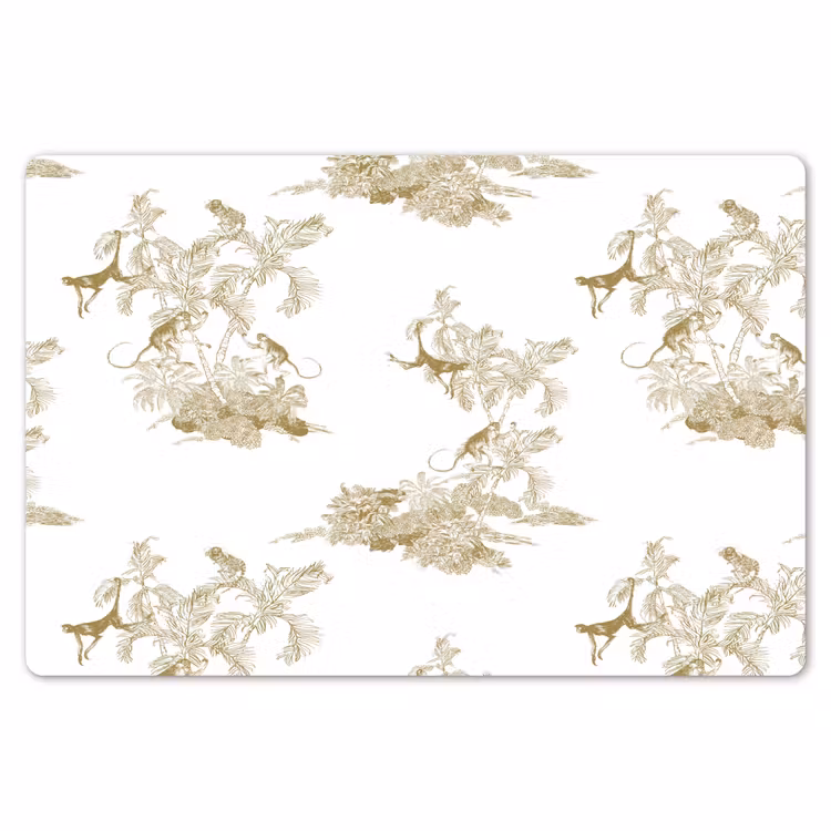 Placemat - 6 stuks - Wit - Apen - Beige — 7