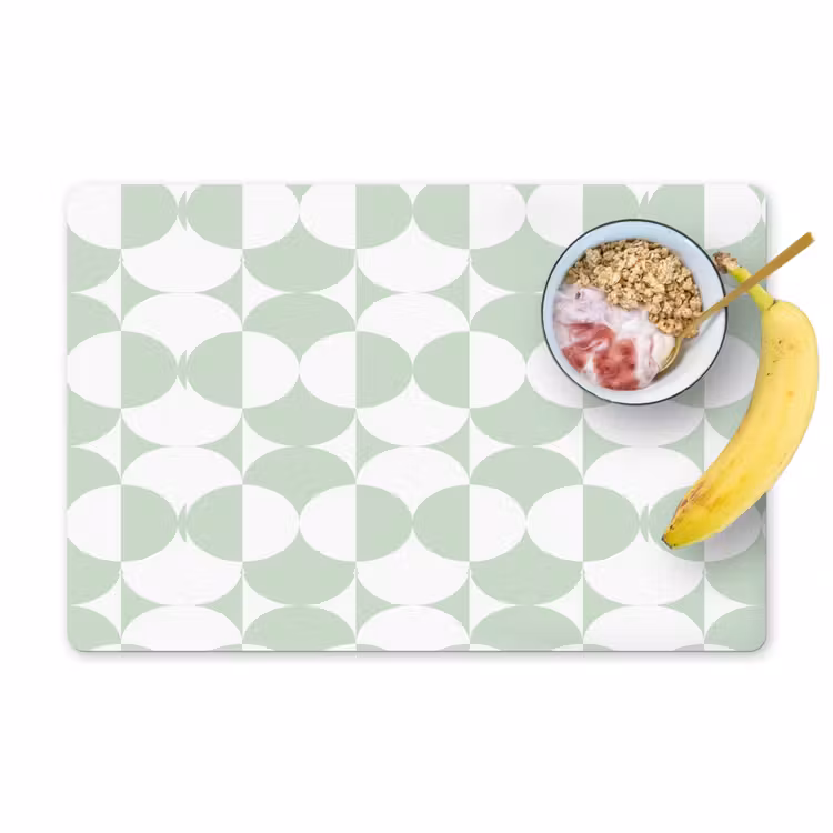 Placemat - 6 stuks - Wit - Groen - Cirkels — 1