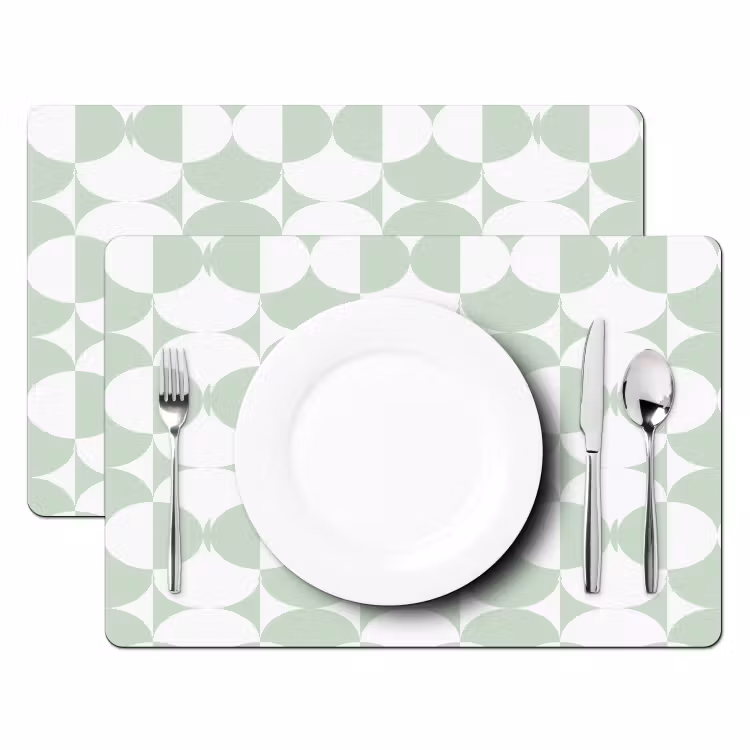 Placemat - 6 stuks - Wit - Groen - Cirkels — 2