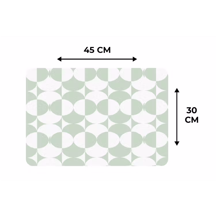 Placemat - 6 stuks - Wit - Groen - Cirkels — 3