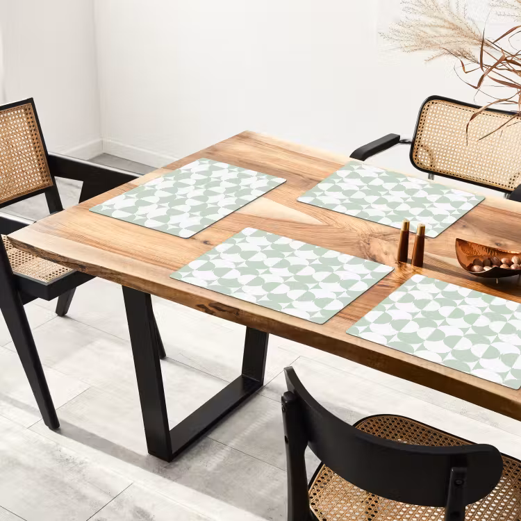 Placemat - 6 stuks - Wit - Groen - Cirkels — 5