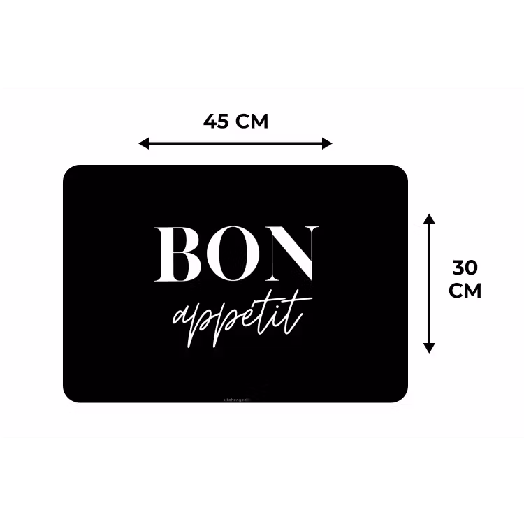 Placemat - 6 stuks - Zwart - Quote - Bon appétit — 3