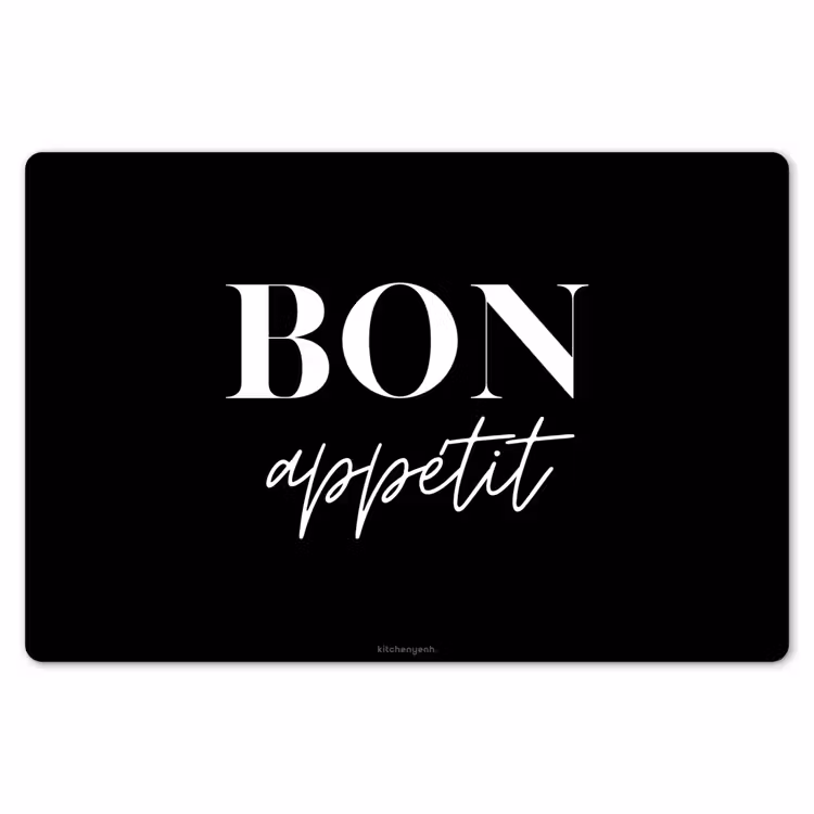 Placemat - 6 stuks - Zwart - Quote - Bon appétit — 7