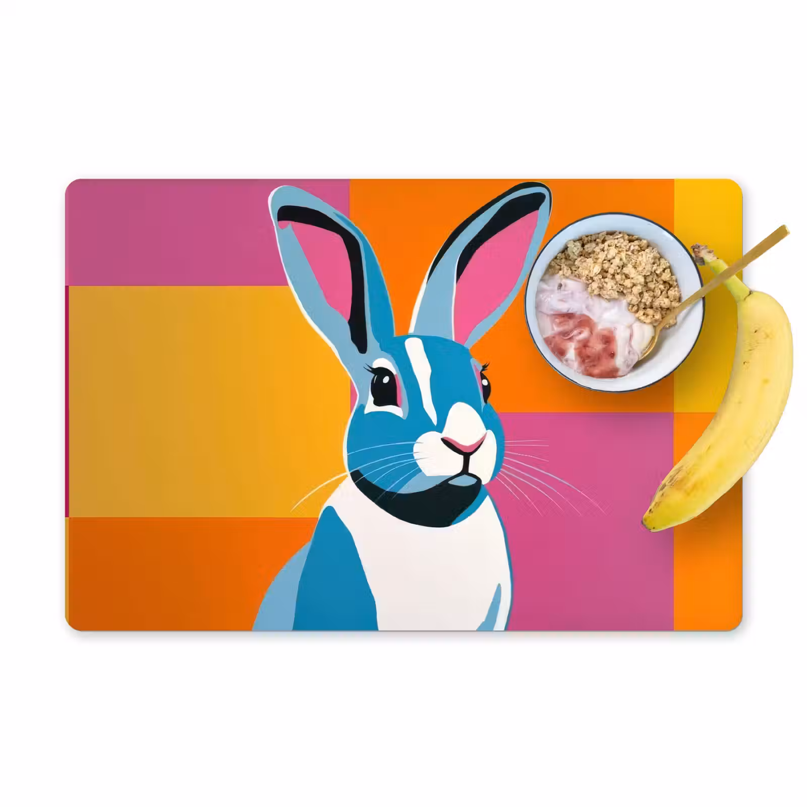Placemat - 6 stuks - Haas - Kleurvakken - Oren - Roze — 1