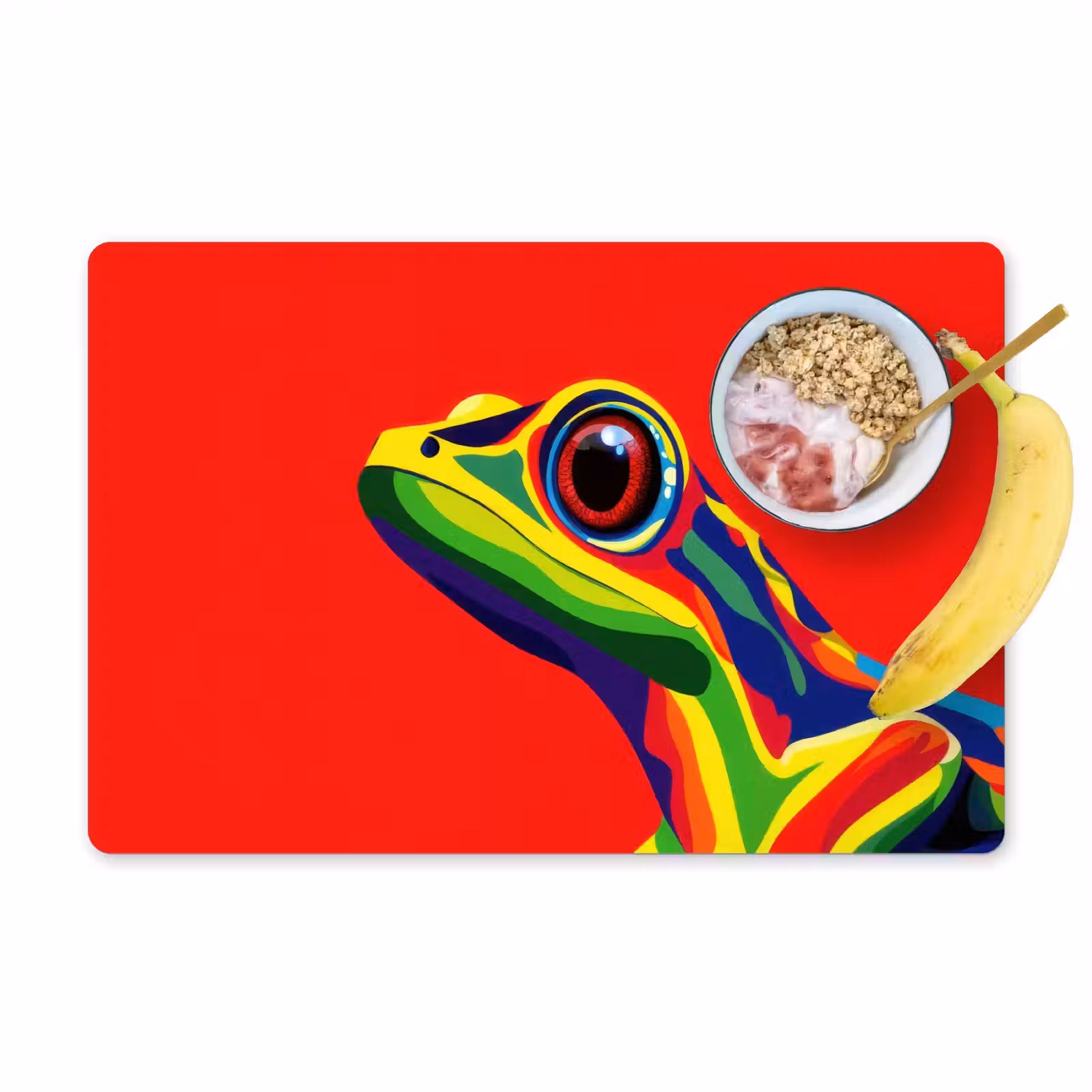 Placemat - 6 stuks - Kikker - Kleurrijk - Strepen - Ogen — 1