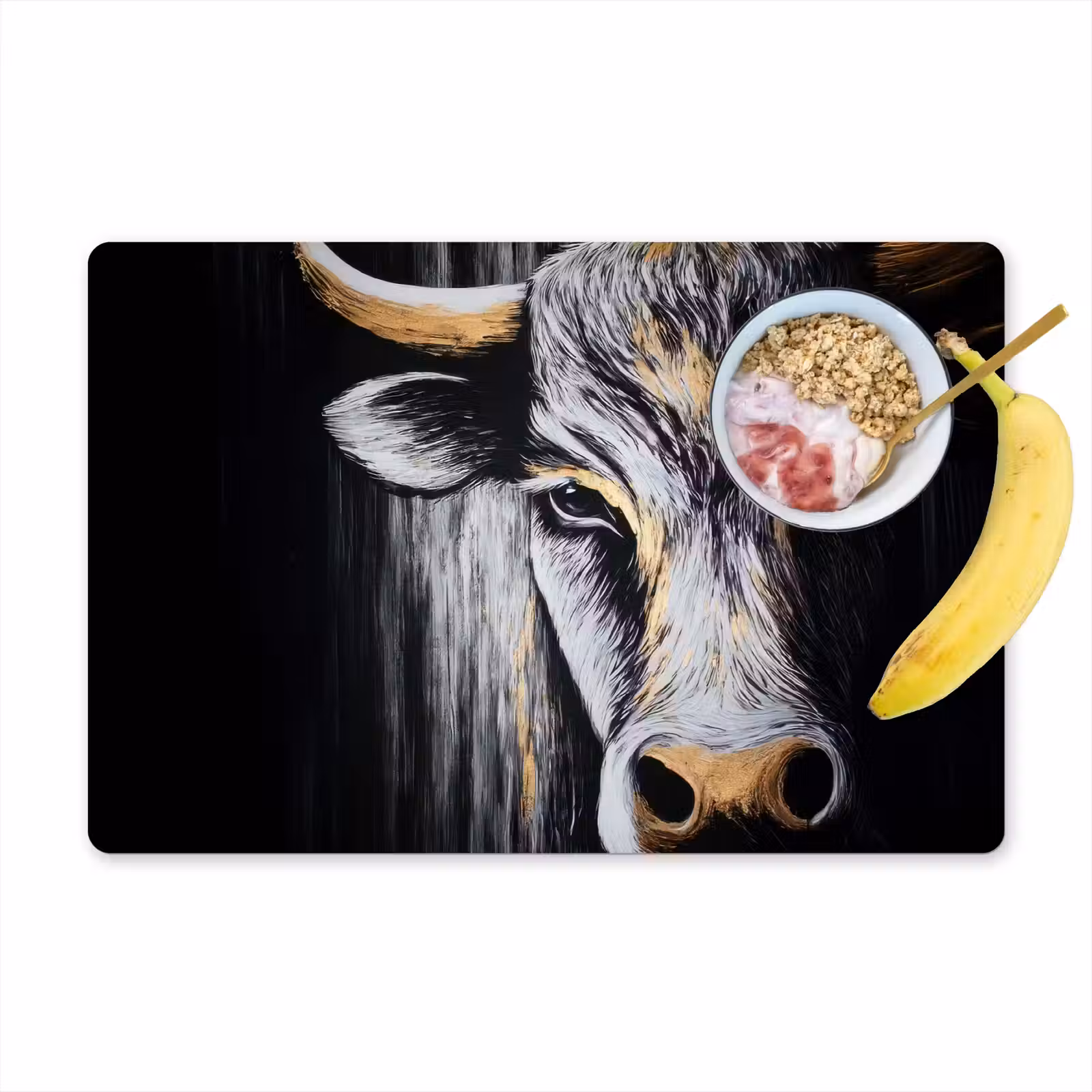 Placemat - 6 stuks - Stier - Hoorns - Snuit - Goud — 1