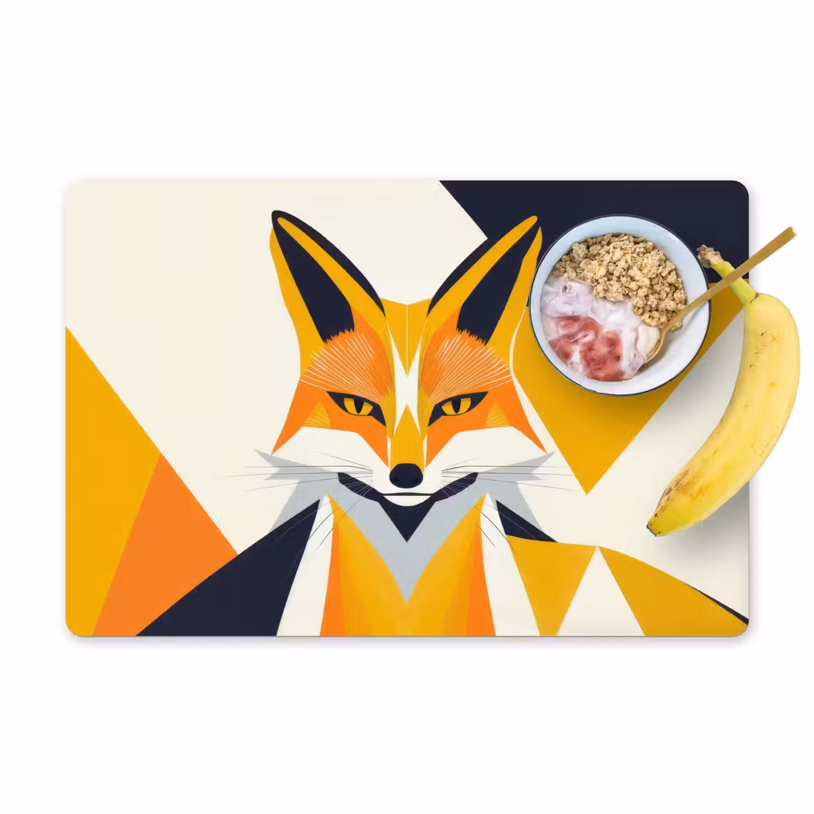 Placemat - 6 stuks - Vos - Oranje - Abstract - Driehoeken — 1
