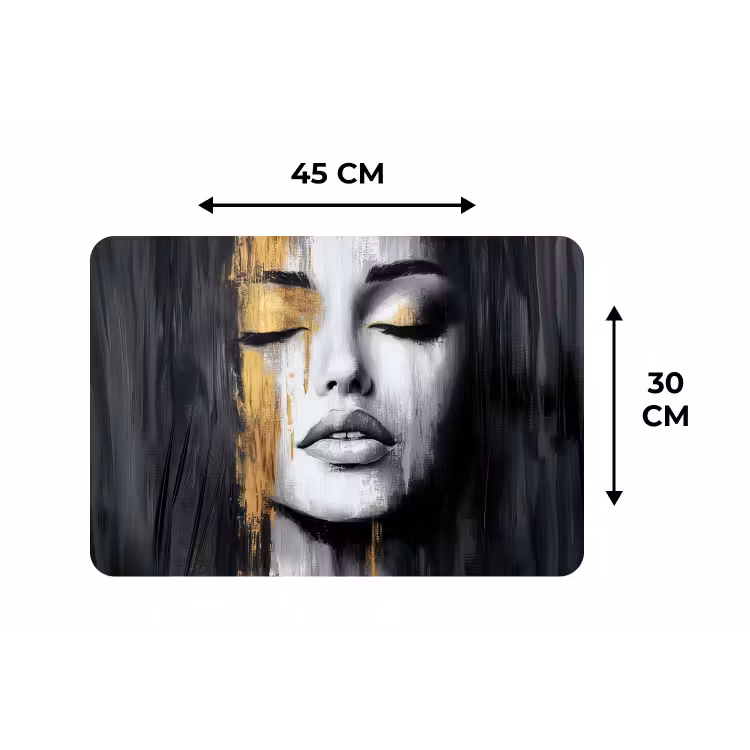 Placemat - 6 stuks - Gezicht - Vrouw - Penseelstreken - Abstract — 3
