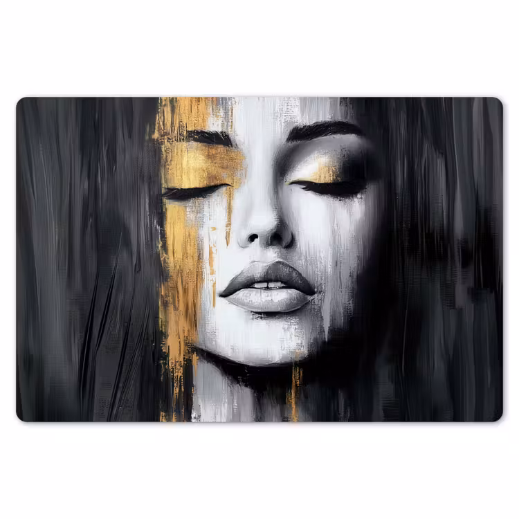 Placemat - 6 stuks - Gezicht - Vrouw - Penseelstreken - Abstract — 7