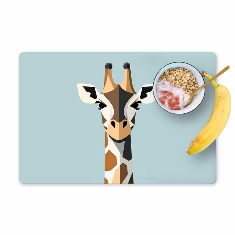 Placemat - 6 stuks - Giraffe - Illustratie - Bruin - Minimalistisch — 1