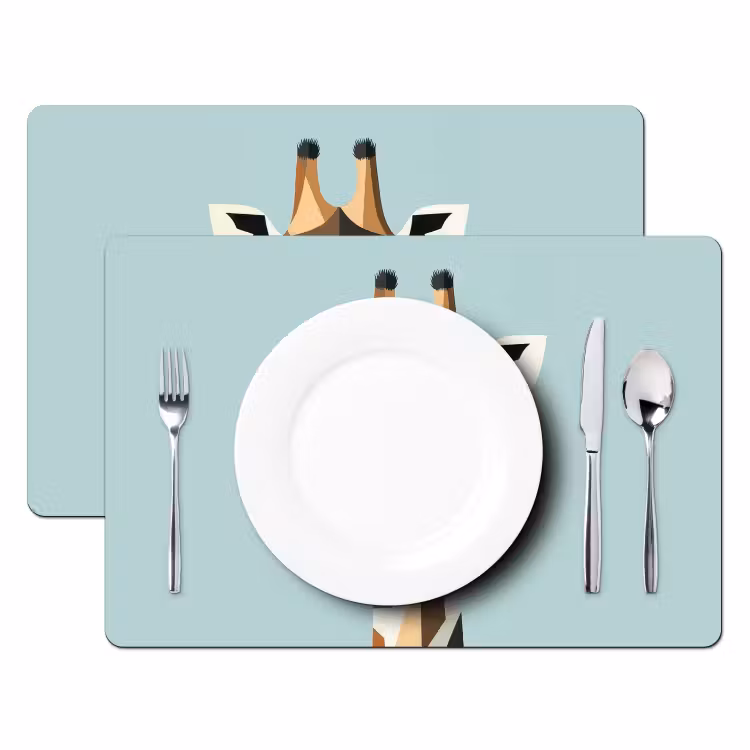 Placemat - 6 stuks - Giraffe - Illustratie - Bruin - Minimalistisch — 2