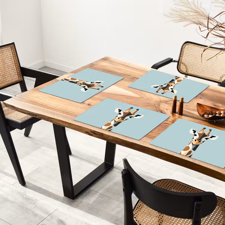 Placemat - 6 stuks - Giraffe - Illustratie - Bruin - Minimalistisch — 5