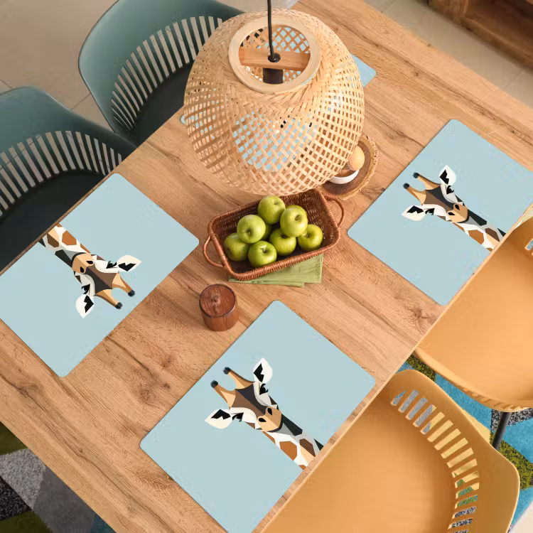 Placemat - 6 stuks - Giraffe - Illustratie - Bruin - Minimalistisch — 6
