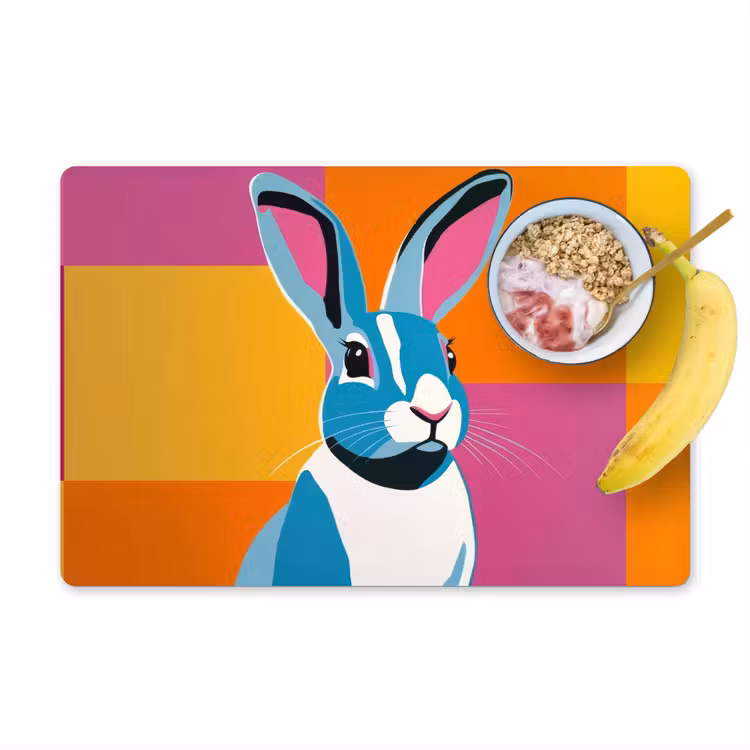 Placemat - 6 stuks - Haas - Kleurvakken - Oren - Roze — 1