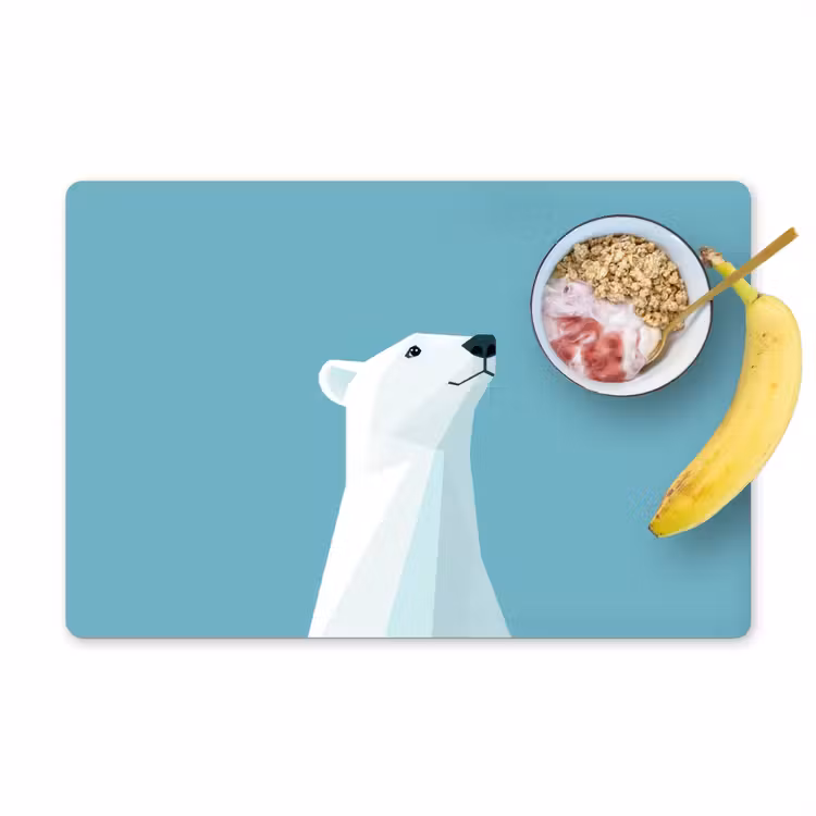 Placemat - 6 stuks - Ijsbeer - Lichtblauw - Minimalistisch — 1