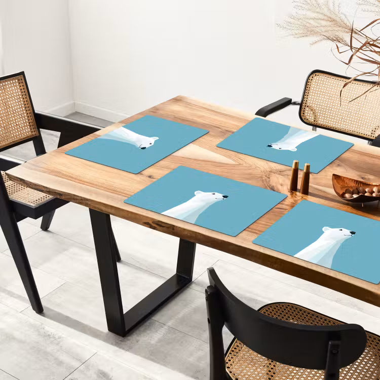 Placemat - 6 stuks - Ijsbeer - Lichtblauw - Minimalistisch — 5